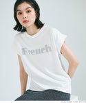 Tシャツ レディース カットソー ロゴTシャツ 半袖 プリント 英字 ロールアップスリーブ プルオーバー ミディアム丈 メール便可 24aw coca コカ