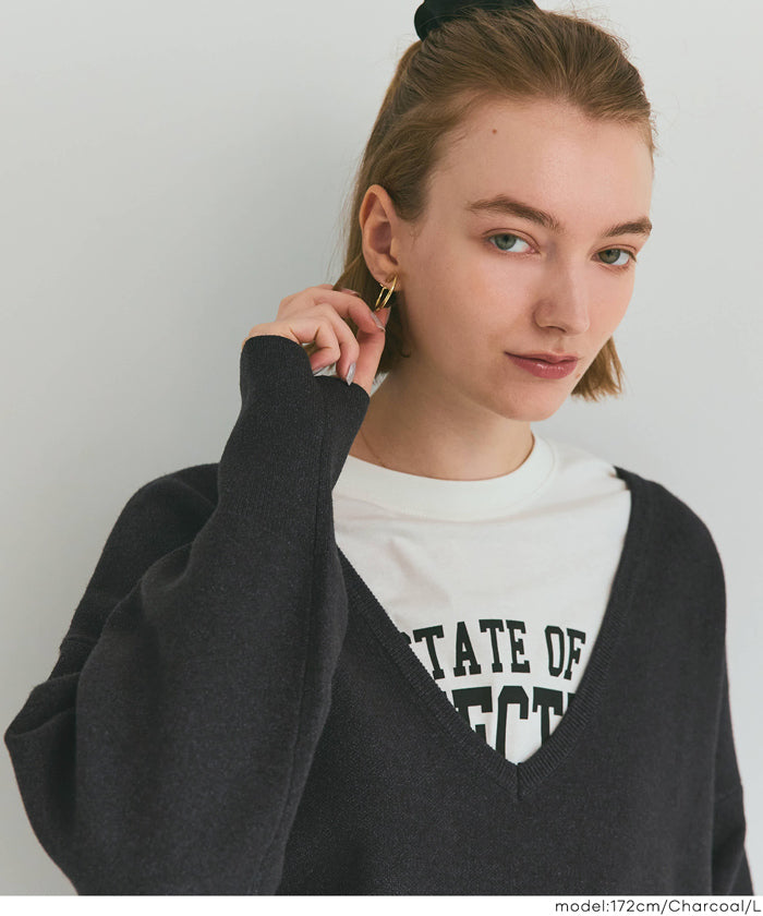 セール☆2990円→2490円 ディープVネックニットトップス レディース