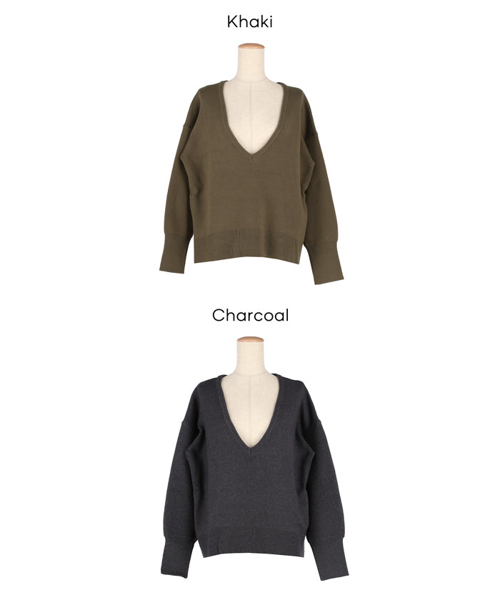 セール☆2990円→2490円 ディープVネックニットトップス レディース