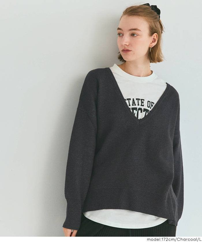 ディープVネックニットトップス レディース メール便不可 – coca