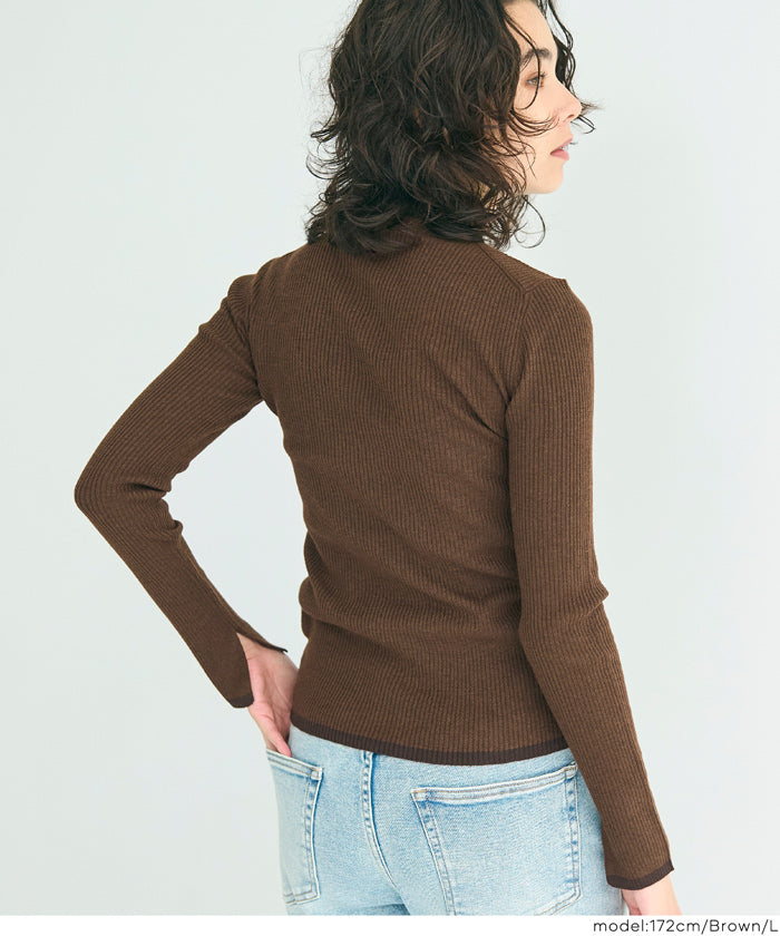 セール☆1990円→1290円アンゴラタッチ配色ハイネックニット