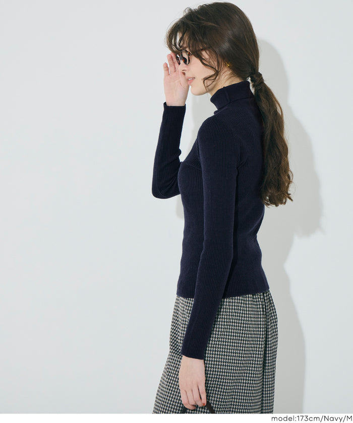 TODAYFUL　アンゴラトータルトップス　ネイビー セール☆1690円→990円アンゴラタッチタートルネックニットトップス