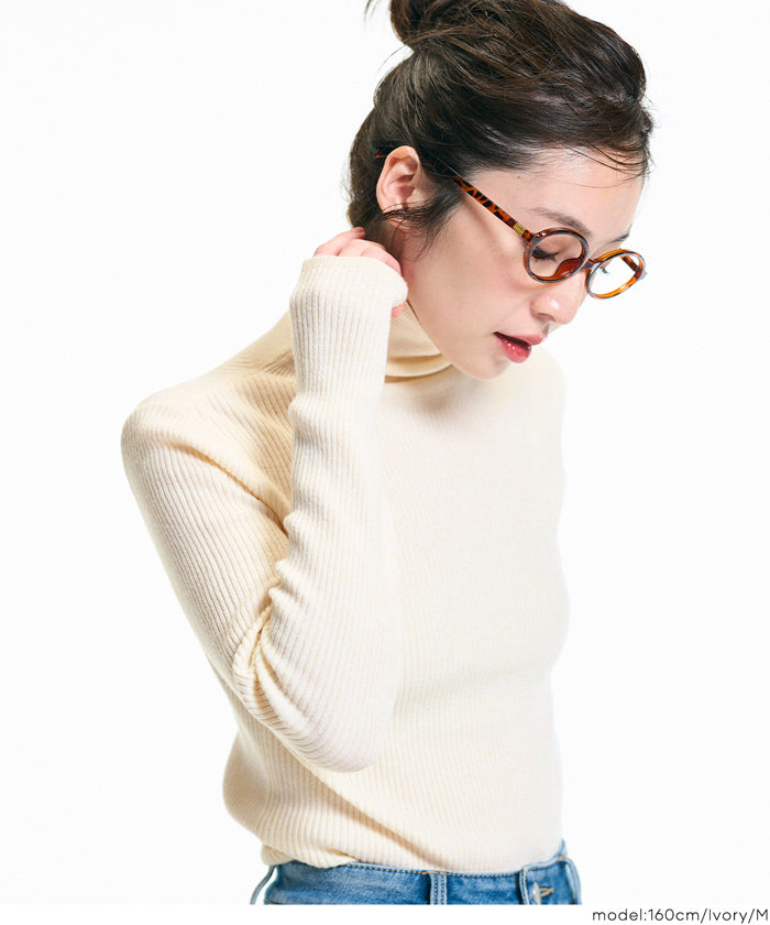 ウォッシャブル アンゴラタッチタートルネックニットトップス