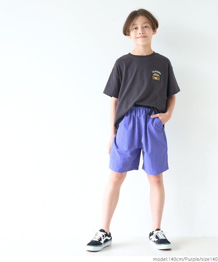 Eric Ernanuel ショートパンツ　子供用サイズM 黒【新品】 親子お揃い撥水ワッシャーナイロンショートパンツ キッズ メール便可