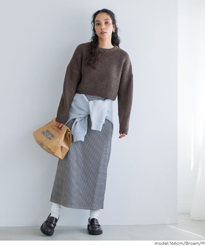 縮絨ニットクロップド丈トップス レディース メール便不可 – coca公式