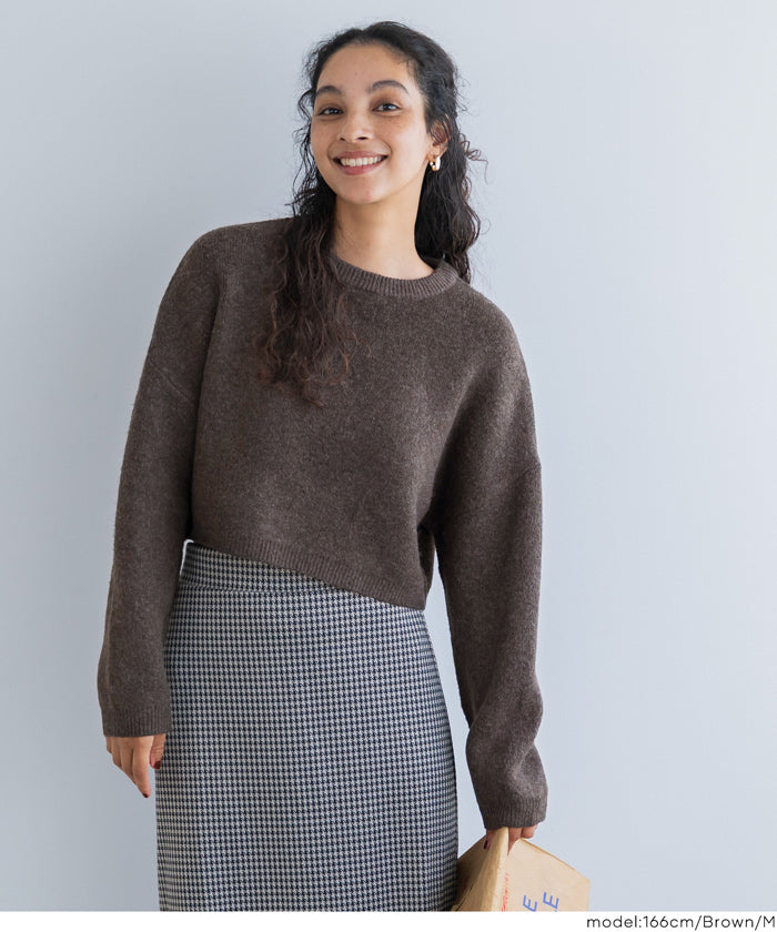 縮絨ニットクロップド丈トップス レディース メール便不可 – coca公式