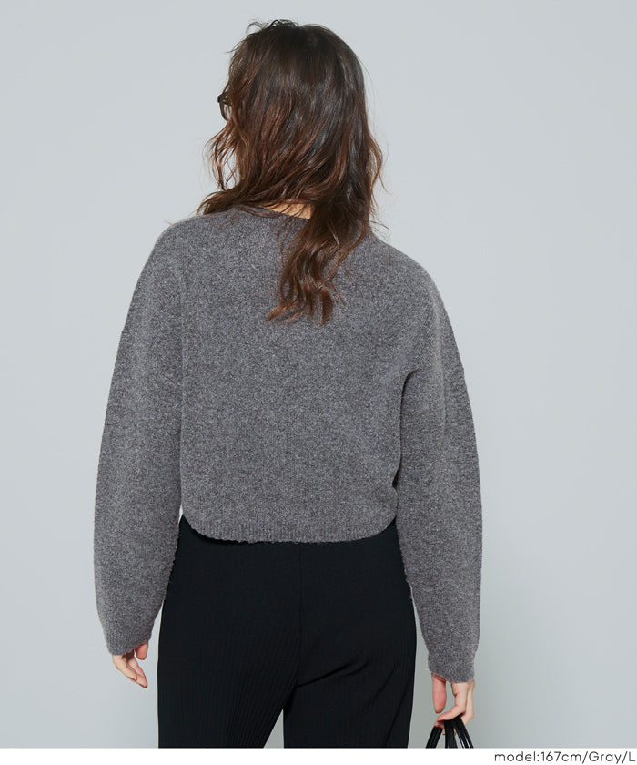 縮絨ニットクロップド丈トップス レディース メール便不可 – coca公式