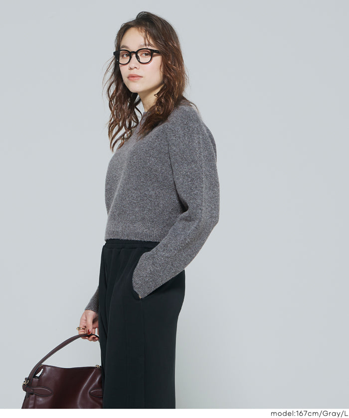 縮絨ニットクロップド丈トップス レディース メール便不可 – coca公式