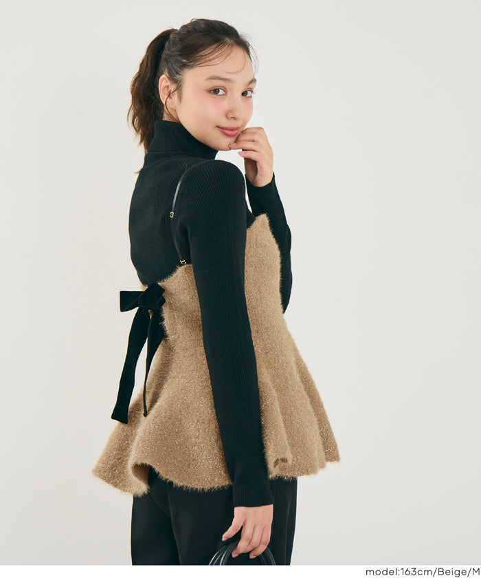 シャギーラメニットリボンビスチェ レディース メール便不可 – coca