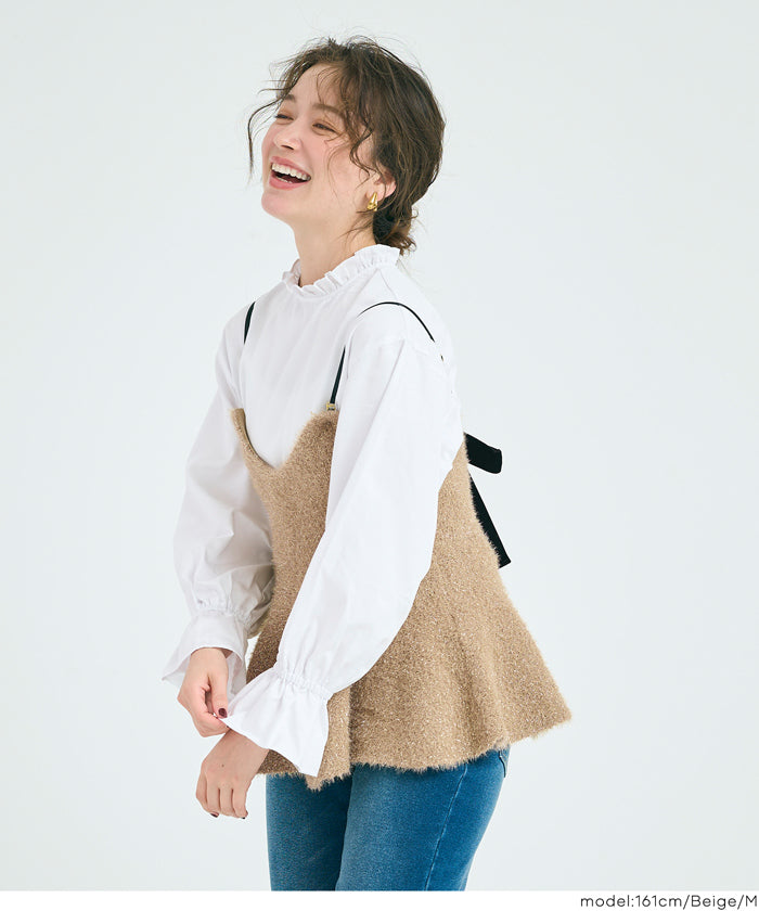 シャギーラメニットリボンビスチェ レディース メール便不可 – coca