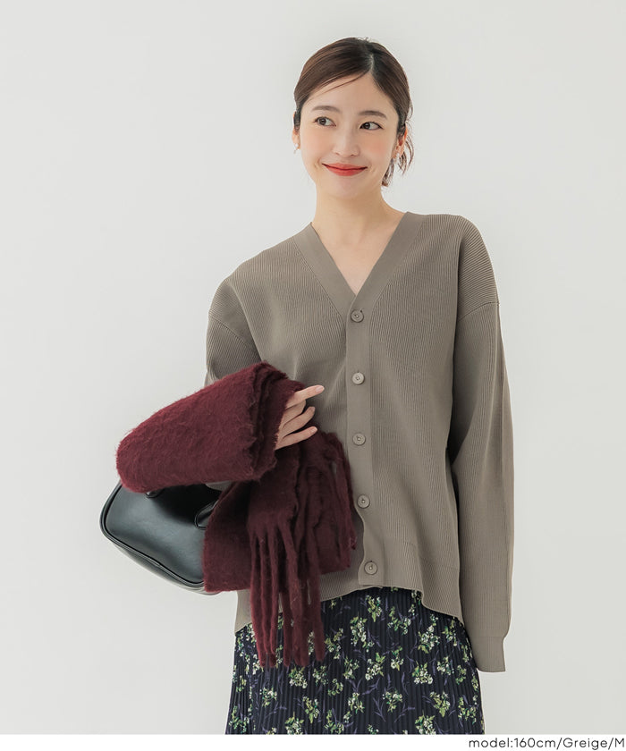 ポリウーリー畦編みカーディガン メンズ レディース メール便不可