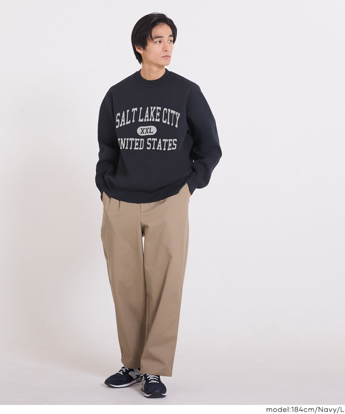 セール☆2490円→1990円 ポリウーリーロゴクルーネックニット メンズ