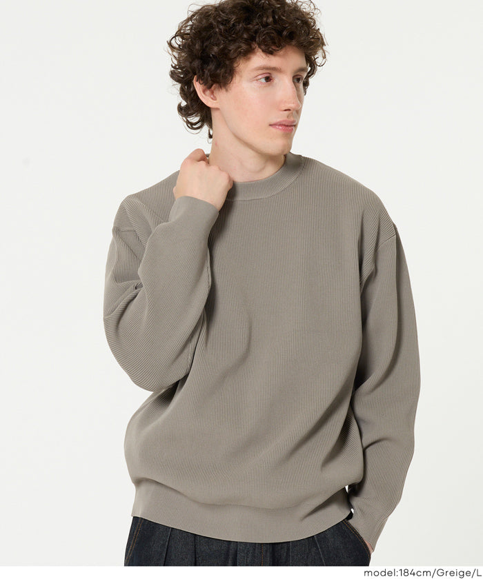 Coco様グレーニット ポリウーリー畦編みクルーネックニット メンズ レディース メール便