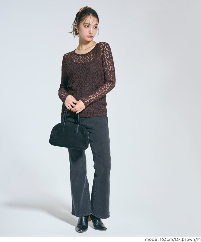 セール☆1990円→1490円 ストレッチレーストップス レディース メール