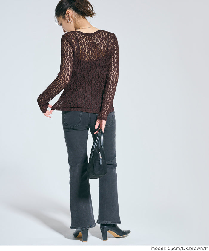 セール☆1990円→1490円 ストレッチレーストップス レディース メール