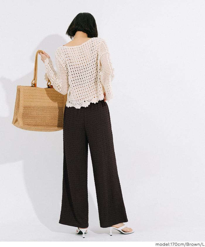 セール☆1490円→1290円 シボシャーリングパンツ レディース メール便