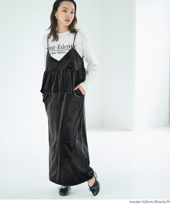 セール☆2990円→1990円 ベロアドッキングキャミワンピース レディース