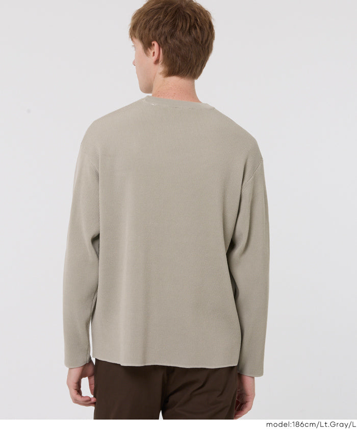 畦編みクルーネックニットトップス メンズ メール便不可 – coca