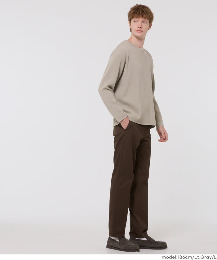 畦編みクルーネックニットトップス メンズ メール便不可 – coca