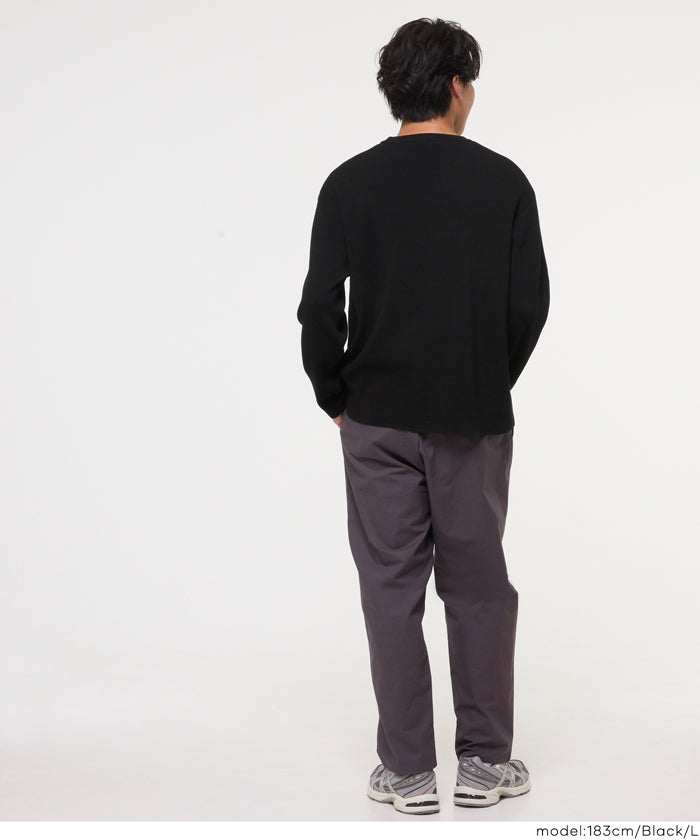 畦編みクルーネックニットトップス メンズ メール便不可 – coca