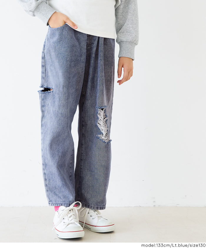デニムサイドカットダメージパンツ キッズ メール便不可 – coca
