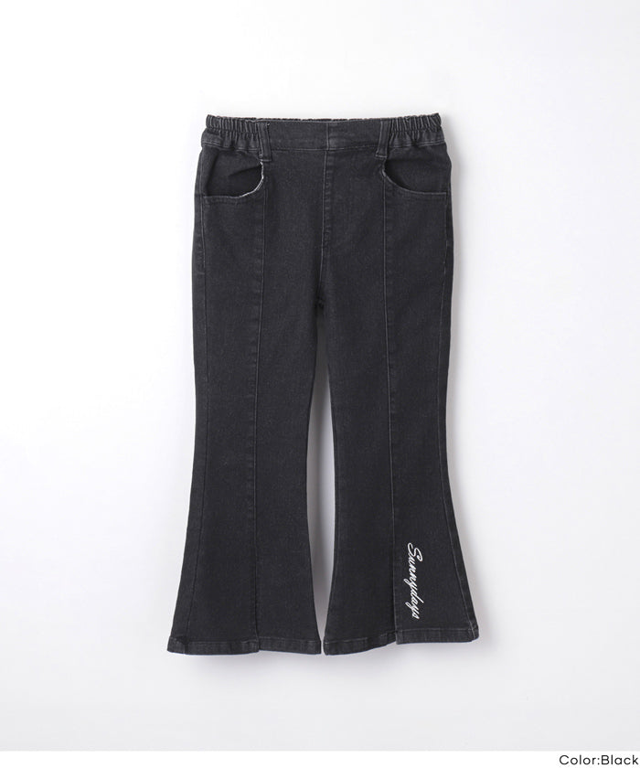 セール☆2290円→1490円 デニム刺繍フレアパンツ キッズ メール便不可