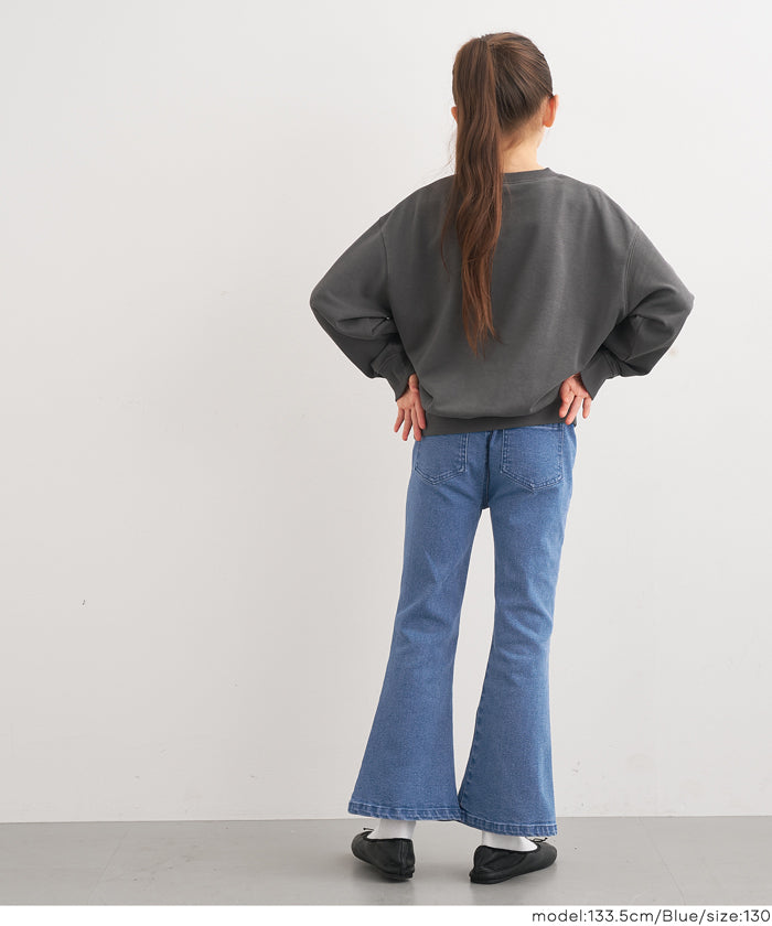 セール☆2290円→1490円 デニム刺繍フレアパンツ キッズ メール便不可 セール☆2290円→1490円 デニム刺繍フレアパンツ キッズ メール便不可