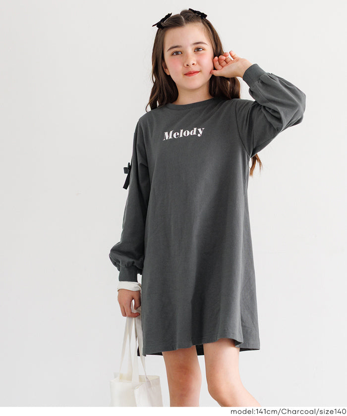 セール☆1690円→1490円 肩あき長袖カットソーワンピース キッズ