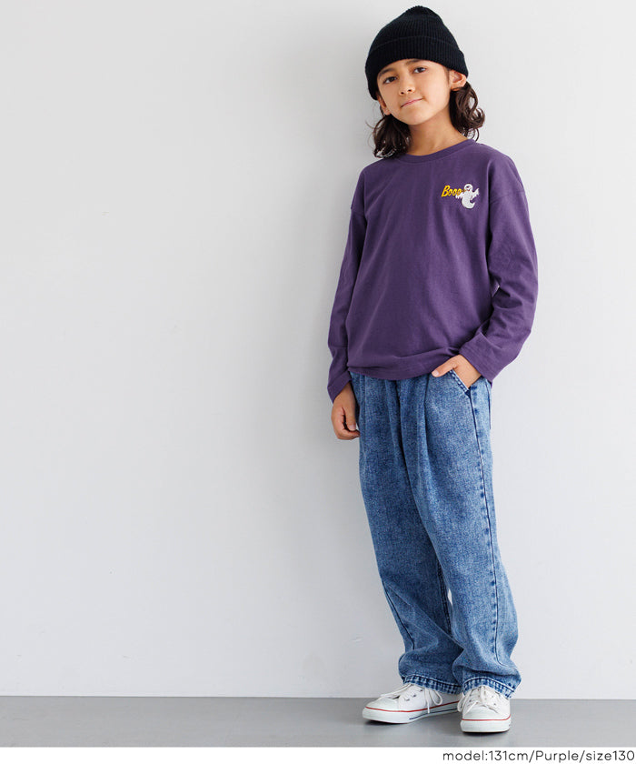 セール☆990円→550円 ゴースト刺繍長袖Tシャツ キッズ メール便不可
