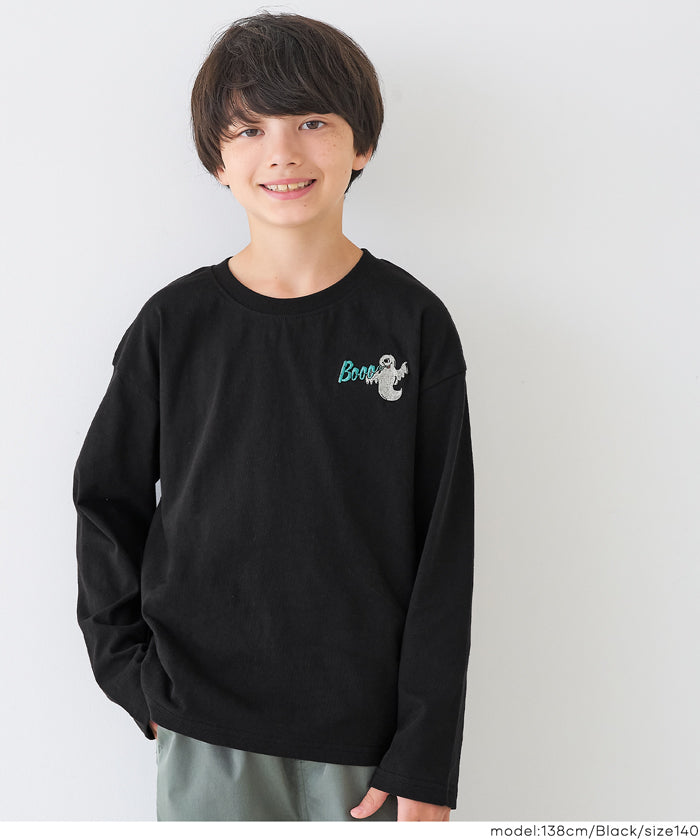 セール☆990円→550円 ゴースト刺繍長袖Tシャツ キッズ メール便不可