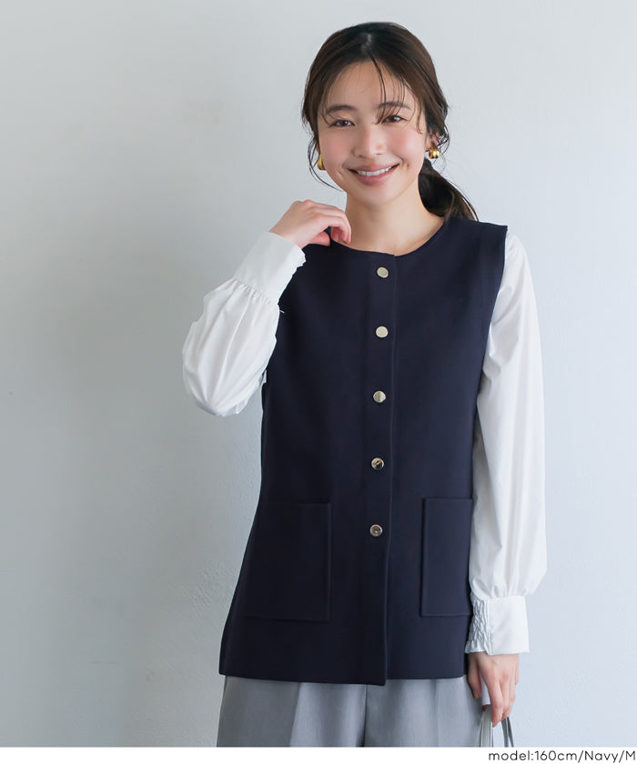 セール☆2490円→1690円金ボタンニットベスト レディース メール便不可