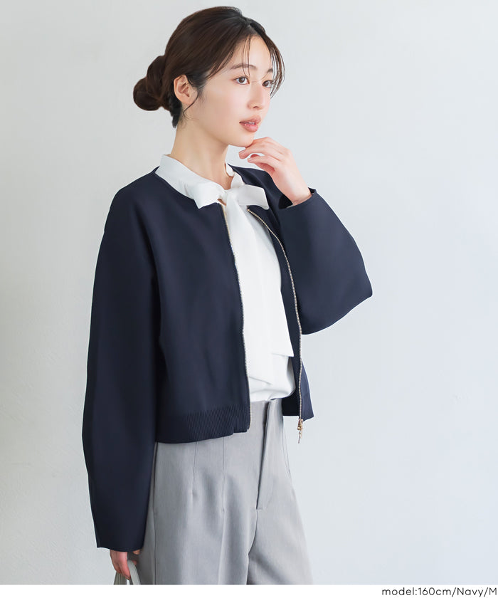 SOLD OUTニットブルゾン セール☆2490円→1990円 ニットブルゾン レディース メール便不可