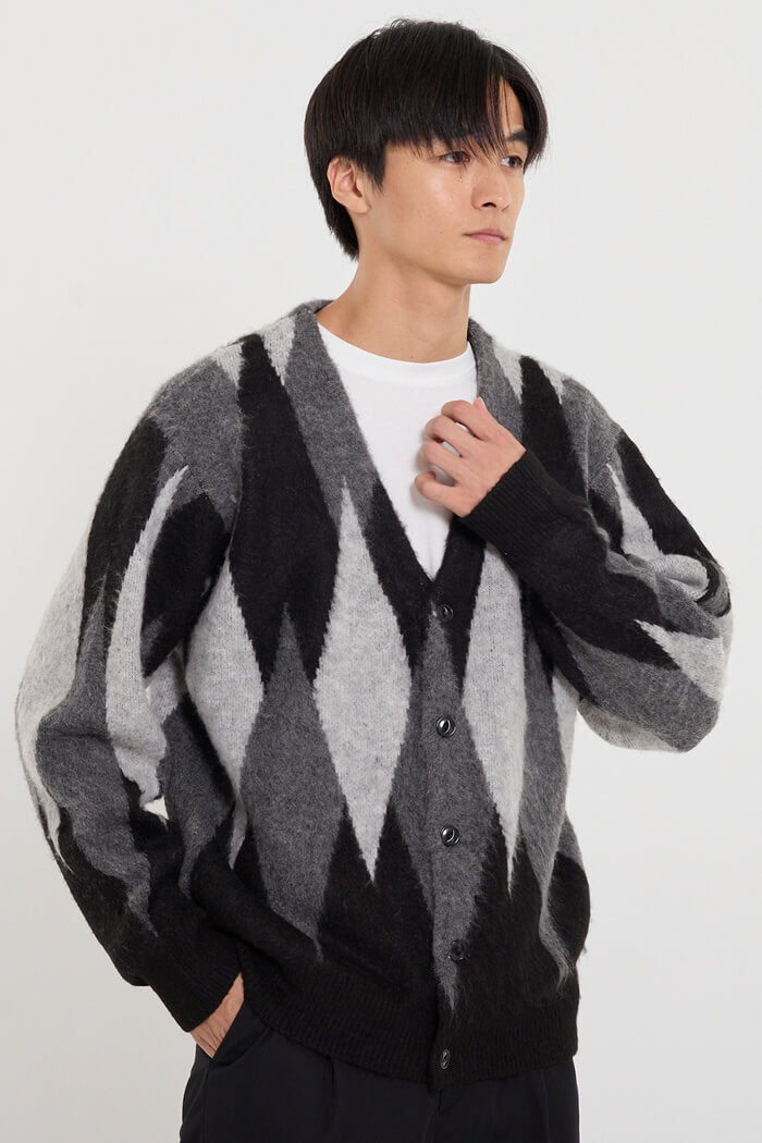 歳末セール☆ ダイヤ柄ニットカーディガン メンズ メール便不可 – coca