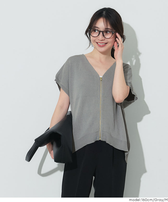 セール☆2690円→1490円 ジップベストニット レディース メール便不可