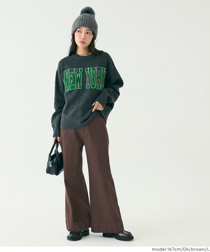 セール☆3990円→2990円 カラーワイドパンツ レディース メール便不可