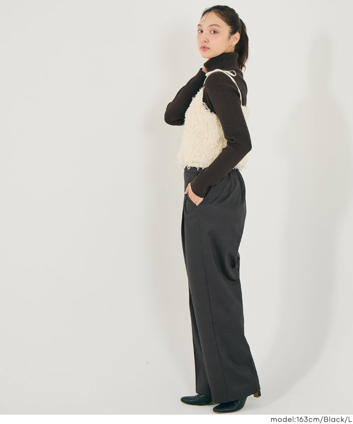 セール☆1990円→1690円 【DAILY WARM】カットジャカード裏起毛ワイド