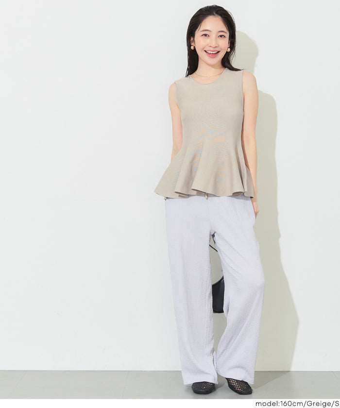 セール☆1690円→1490円 ノースリーブペプラムニットトップス