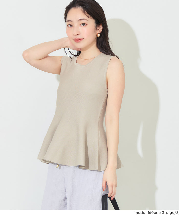 セール☆1690円→1490円 ノースリーブペプラムニットトップス