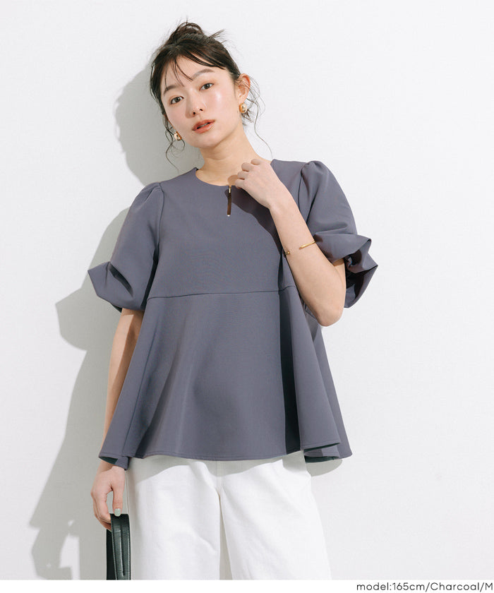 twill ラウンドペプラムボリュームブラウス WEB限定 GW SPECIAL PRICE】ペプラムシアーボリュームブラウス（6-0021