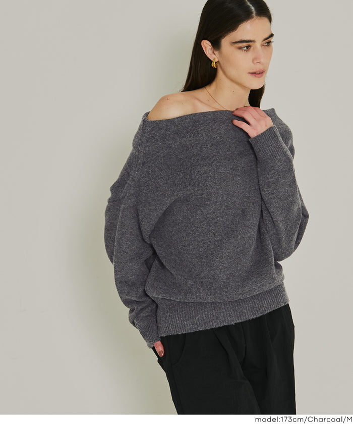 縮絨ニットオフショルダートップス レディース メール便不可 – coca