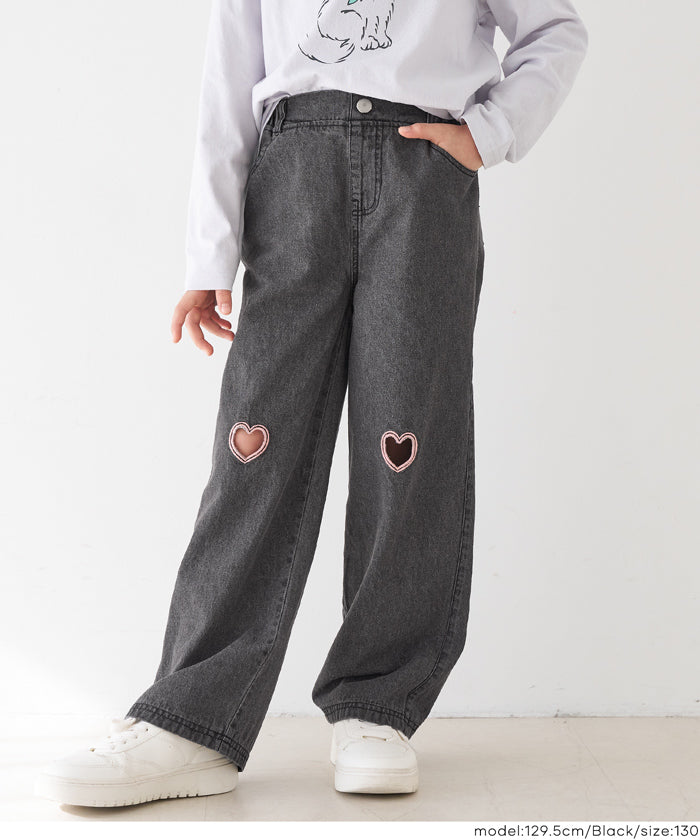 デニムハート刺繍パンツ キッズ メール便不可 – coca公式ストア