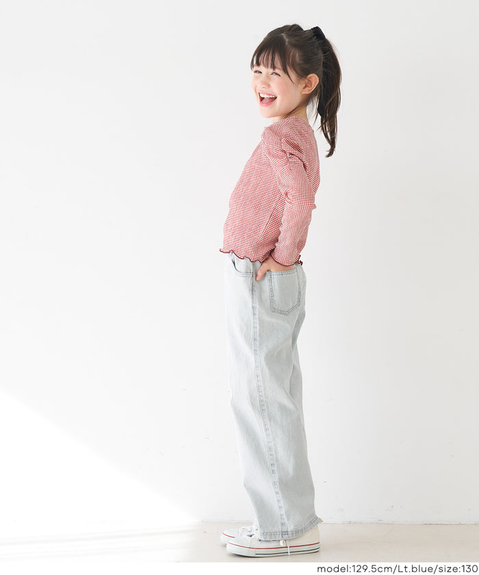 セール☆2290円→1490円 デニムハート刺繍パンツ キッズ メール便不可 