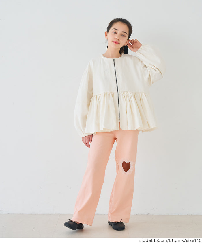 セール☆2290円→1690円 デニムフリルハートパンツ キッズ メール便
