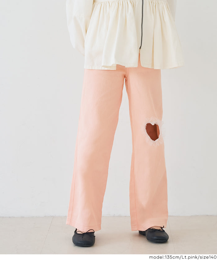 セール☆2290円→990円 デニムフリルハートパンツ キッズ メール便不可