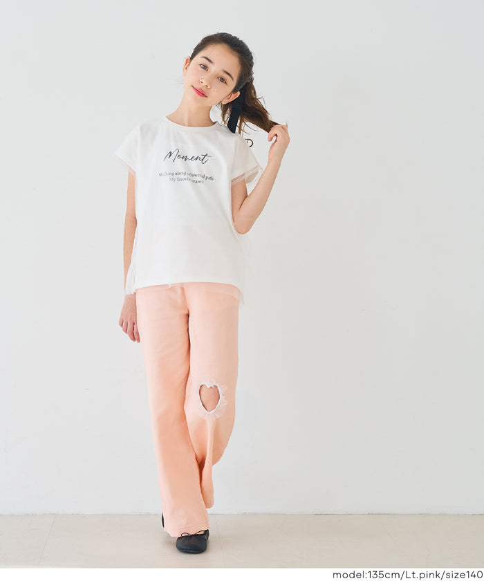 セール☆2290円→1690円 デニムフリルハートパンツ キッズ メール便