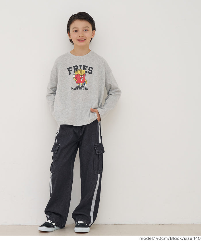 セール☆2290円→1490円デニムラインカーゴパンツ キッズ メール便不可