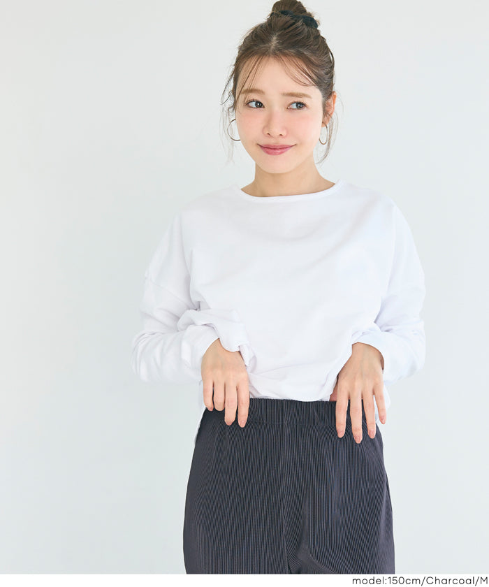 ストレッチプリーツイージーフレアパンツ レディース メール便不可