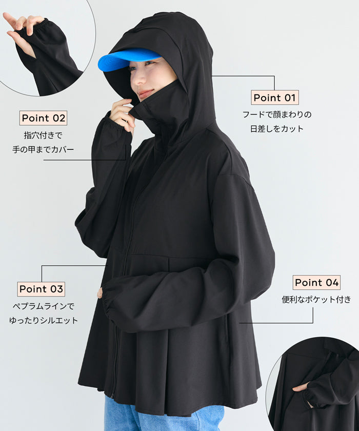 UVカットタックぺプラムパーカー レディース メール便不可 – coca公式