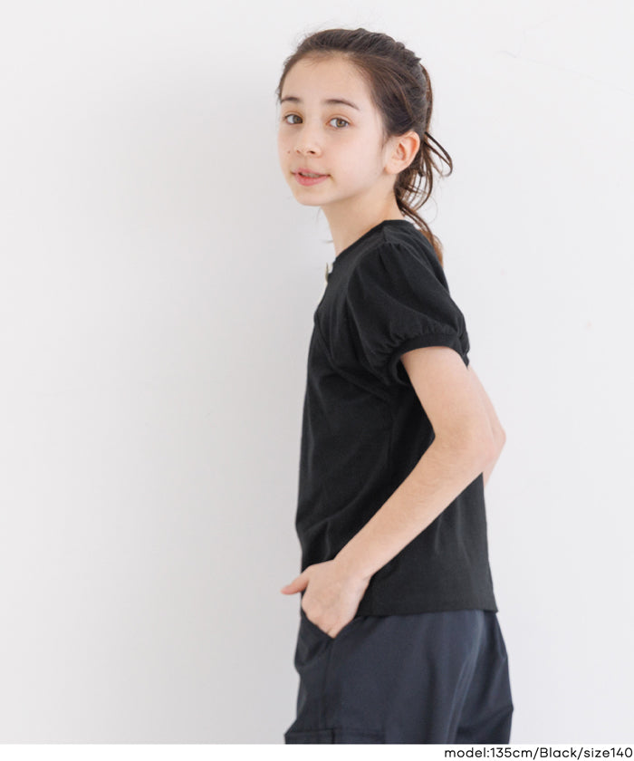 セール☆1290円→550円 パフスリーブ刺繍Tシャツ キッズ メール便可