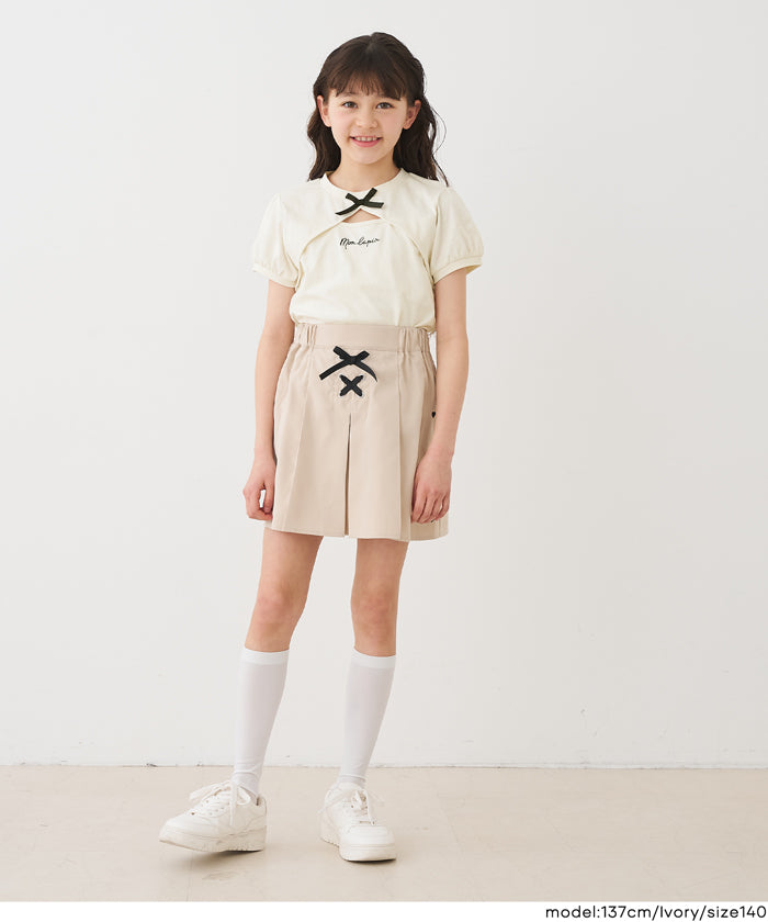 セール☆1290円→550円 パフスリーブ刺繍Tシャツ キッズ メール便可